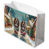 Basset Hound Dogs Christmas Snow Holiday ラージペーパーバッグ (裏面アングル)