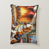 Basset Hound Fireplace with Christmas Lights アクセントクッション (裏面(縦))