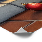 Basset Hound Fireplace with Christmas Lights ポスター (角)