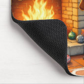 Basset Hound Fireplace with Christmas Lights マウスパッド (コーナー)