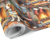 Basset Hound Fireplace with Christmas Lights ラッピングペーパー (ロールコーナー)