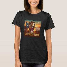 Basset Hound God Bless Texas Tシャツ