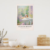 Basset Hound in Bathtub Poster Monet Style ポスター (キッチン)