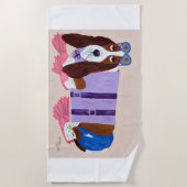 Basset Hound in Flippers ビーチタオル (正面)