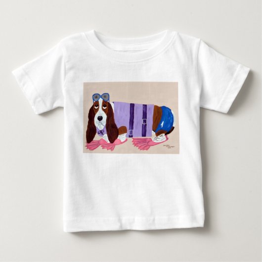  Basset Hound in Flippers T-Shirt ベビーTシャツ (正面)