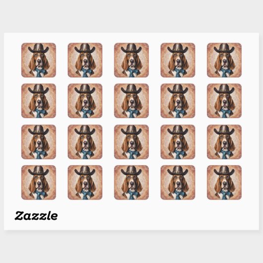 "Basset Hound in Hat and Tie" Sticker Sheet スクエアシール (シート)