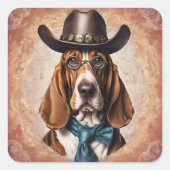 "Basset Hound in Hat and Tie" Sticker Sheet スクエアシール (正面)