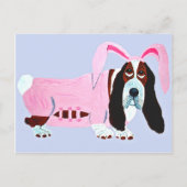 Basset Hound In Pink Bunny Suit ポストカード (正面)