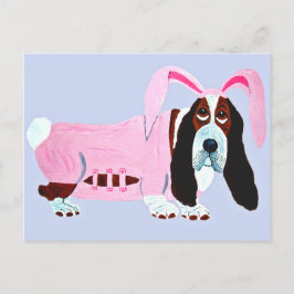 Basset Hound In Pink Bunny Suit ポストカード