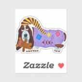 Basset Hound in PJs with teddy bear シール (シート)