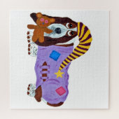 Basset Hound in PJs with Teddy Bear ジグソーパズル (横)