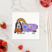 Basset Hound in PJs with teddy bear スタンダードカクテルナプキン (インサイチュ)