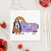 Basset Hound in PJs with teddy bear スタンダードランチョンナプキン (インサイチュ)