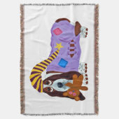 Basset Hound in PJs with teddy bear スローブランケット (正面縦)