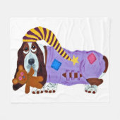 Basset Hound in PJs with teddy bear フリースブランケット (正面(横))