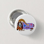 Basset Hound in PJs with teddy bear 缶バッジ (正面&裏面)