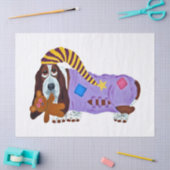 Basset Hound in PJs with teddy bear 薄葉紙 (クラフト)