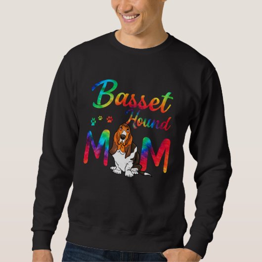 Basset Hound Mom Tie Dye Dog Mom Mothers Day スウェットシャツ (正面)