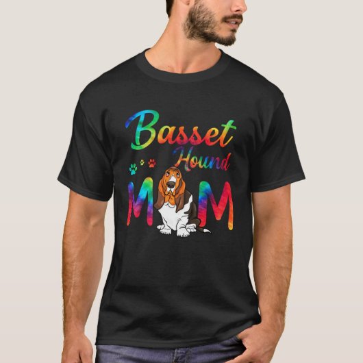 Basset Hound Mom Tie Dye Dog Mom Mothers Day Tシャツ (正面)