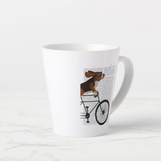 Basset Hound on Bicycle カフェラテマグ (右アングル)