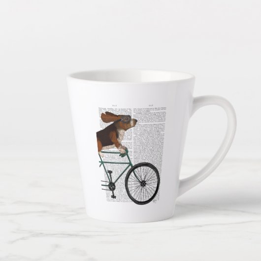 Basset Hound on Bicycle カフェラテマグ (右)