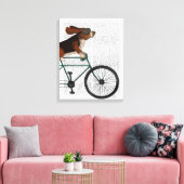 Basset Hound on Bicycle キャンバスプリント (インサイチュ (リビング))
