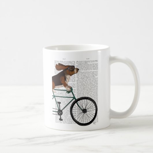 Basset Hound on Bicycle コーヒーマグカップ (右)