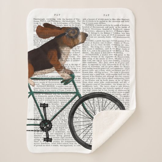 Basset Hound on Bicycle シェルパブランケット (正面)