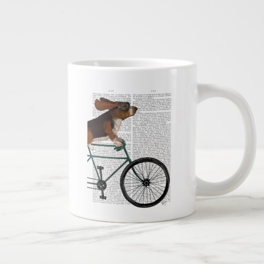 Basset Hound on Bicycle ジャンボコーヒーマグカップ (右)