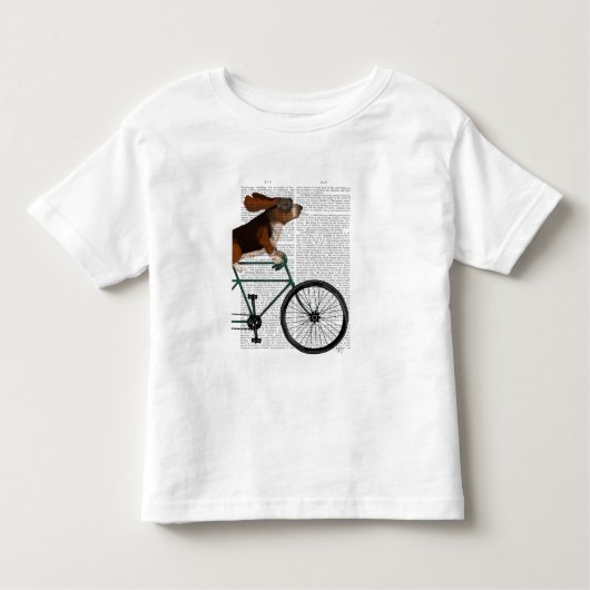 Basset Hound on Bicycle トドラーTシャツ (正面)