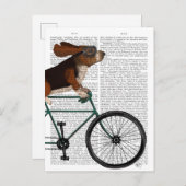 Basset Hound on Bicycle ポストカード (正面/裏面)