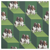 Basset Hound on Green Cube ファブリック (見本)