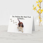 Basset Hound & "Paw Prints"付き"Just Causes"カード カード (黄色い花)