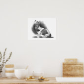 BASSET HOUND POSTER:鉛筆現実主義アート ポスター (キッチン)