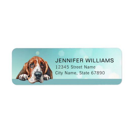 Basset Hound Return Address Label ラベル (正面)