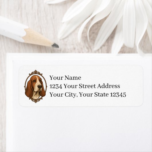 Basset Hound Return Address Labels ラベル (インサイチュ)