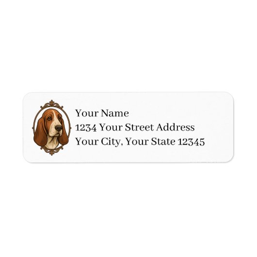 Basset Hound Return Address Labels ラベル (正面)
