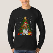Basset Hound Santa Christmas Tree Light Pajama Tシャツ (正面)