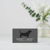 Basset Hound Silhouette Black on Gray 名刺 (スタンド正面)