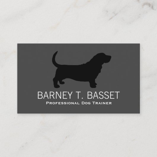 Basset Hound Silhouette Black on Gray 名刺 (正面)