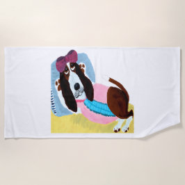 Basset Hound Swimsuit Model ビーチタオル