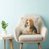 Basset Hound Throw Pillow Gift for Dog Lovers Flor クッション (椅子)