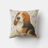 Basset Hound Throw Pillow Gift for Dog Lovers Flor クッション (裏面)