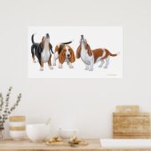 Basset Hound Trio Print ポスター (キッチン)