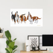 Basset Hound Trio Print ポスター (ホームオフィス)