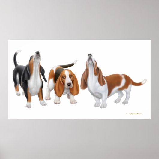 Basset Hound Trio Print ポスター (正面)