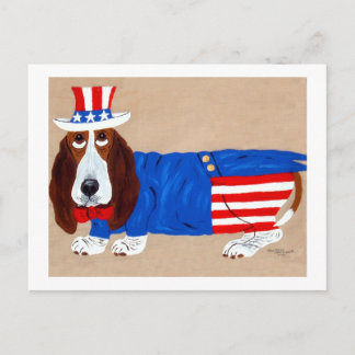 Basset Hound Uncle Sam シーズンポストカード