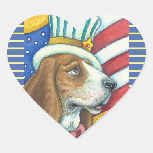 BASSET HOUND UNCLE SAM, DOG STICKERSハート*シート ハートシール (正面)