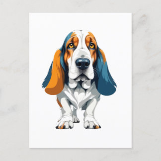 Basset Hound Vector Art with 鮮やか Colors ポストカード