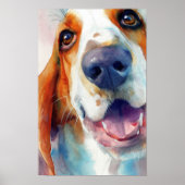 Basset hound watercolor portrait ポスター (正面)
